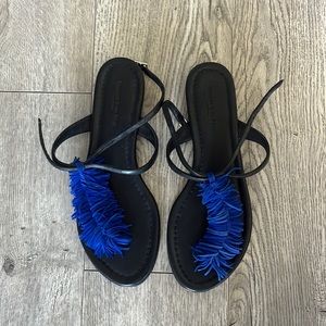 Visconti & Du Reau sandals with blue fringe. Size 8